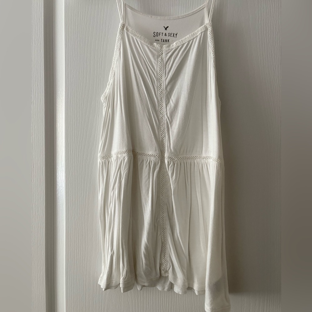 American Eagle White Flowy Tank Top